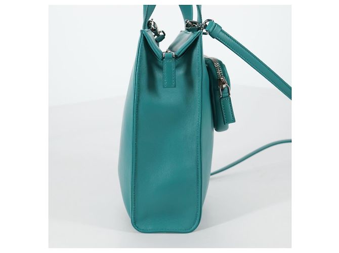 PRADA Borsa a Mano in Pelle 2 in 1 Verde Argento Auth 135405SAM - vista 4