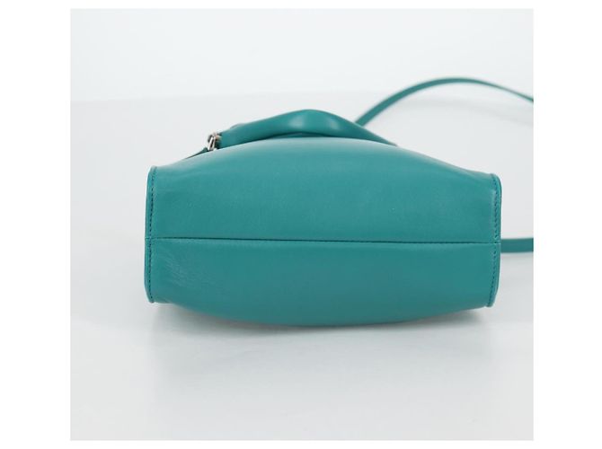 PRADA Borsa a Mano in Pelle 2 in 1 Verde Argento Auth 135405SAM - vista 5