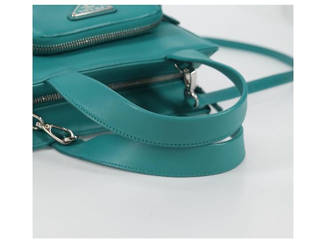 PRADA Borsa a Mano in Pelle 2 in 1 Verde Argento Auth 135405SAM - vista 7