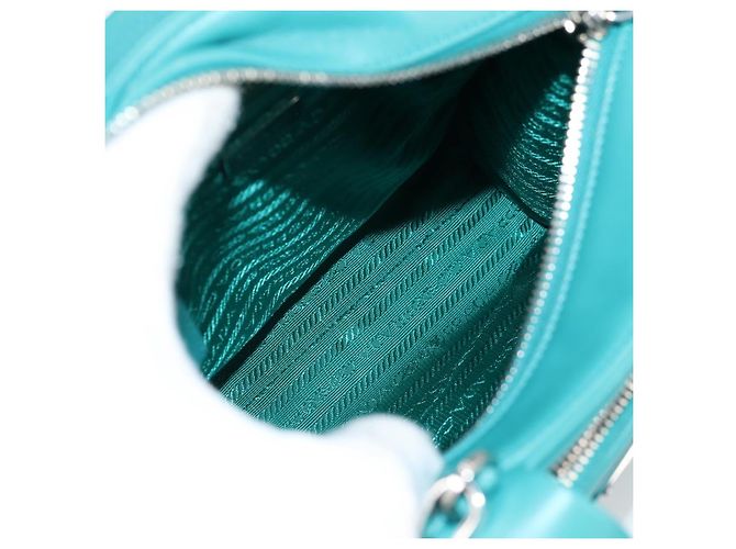 PRADA Borsa a Mano in Pelle 2 in 1 Verde Argento Auth 135405SAM - vista 9