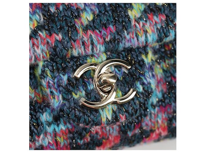 Borsa a Spalla con Catena CHANEL Tweed Blu Oro CC Auth 134856SM D'oro - vista 19