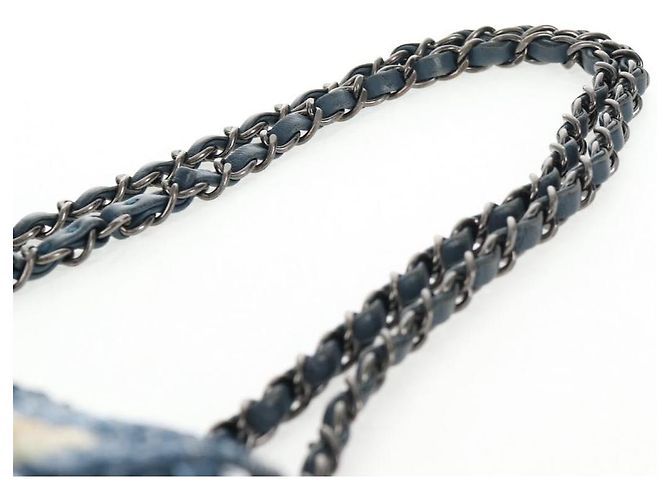 Borsa a Spalla CHANEL Paillettes Blu Argento CC Auth 138088SM - vista 14