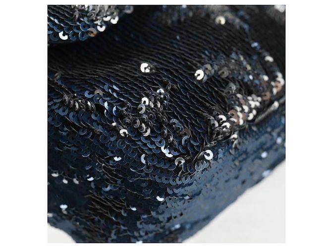 Borsa a Spalla CHANEL Paillettes Blu Argento CC Auth 138088SM - vista 15