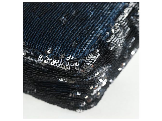 Borsa a Spalla CHANEL Paillettes Blu Argento CC Auth 138088SM - vista 18