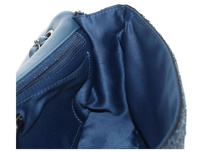 Borsa a Spalla CHANEL Paillettes Blu Argento CC Auth 138088SM - vista 22