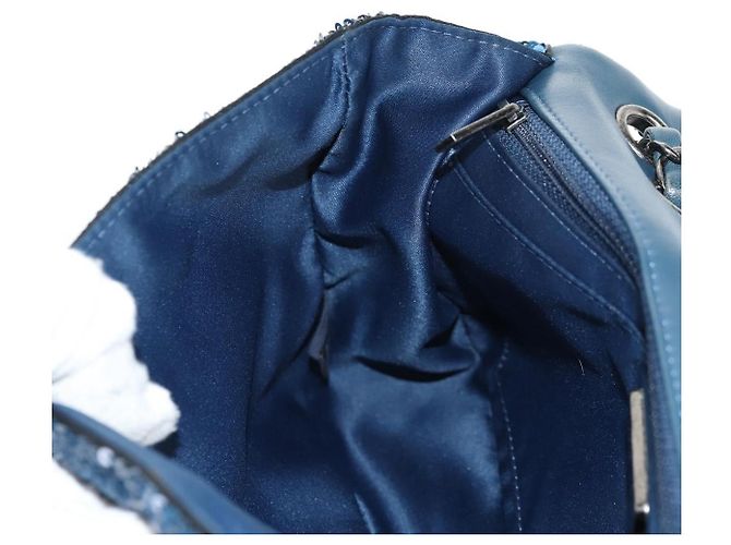Borsa a Spalla CHANEL Paillettes Blu Argento CC Auth 138088SM - vista 23