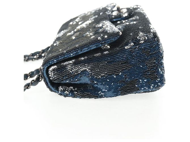 Borsa a Spalla CHANEL Paillettes Blu Argento CC Auth 138088SM - vista 3