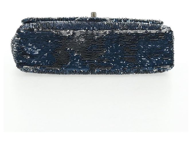 Borsa a Spalla CHANEL Paillettes Blu Argento CC Auth 138088SM - vista 5
