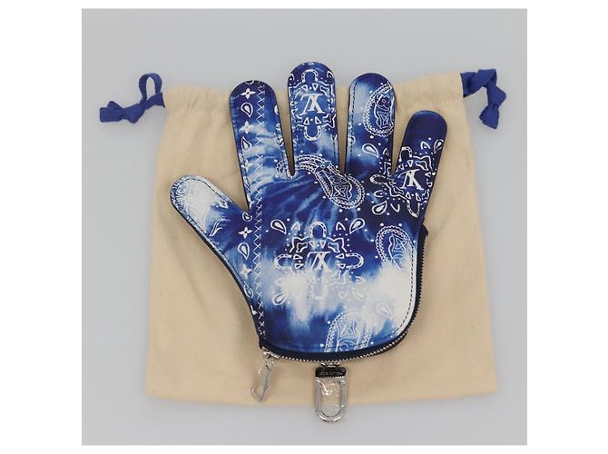 LOUIS VUITTON Bandana Monogram Pouch HIGH 5 Bianco Blu M81410 LV Auth 142343SAM - vista 12