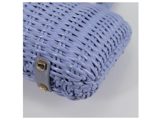 Borsa a mano Gancini in rattan viola e oro Auth 141146SAV di Salvatore Ferragamo - vista 14