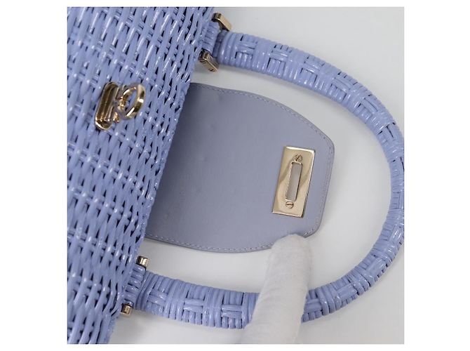 Borsa a mano Gancini in rattan viola e oro Auth 141146SAV di Salvatore Ferragamo - vista 18