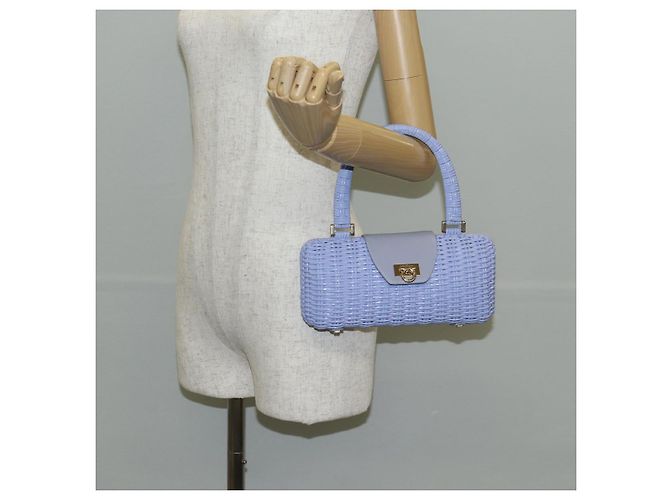 Borsa a mano Gancini in rattan viola e oro Auth 141146SAV di Salvatore Ferragamo - vista 22