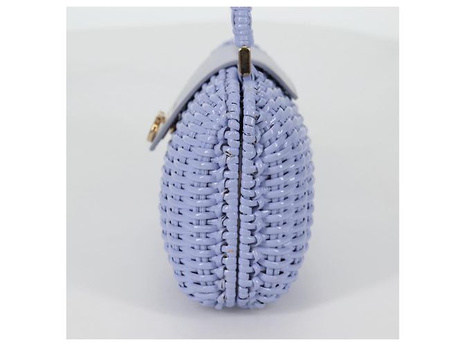 Borsa a mano Gancini in rattan viola e oro Auth 141146SAV di Salvatore Ferragamo - vista 3