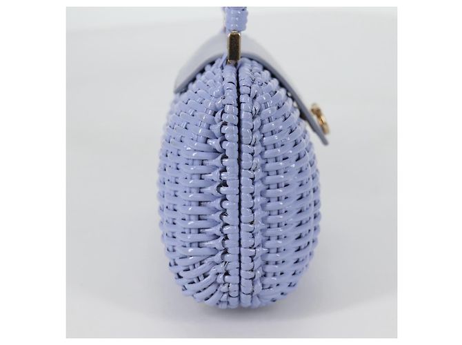 Borsa a mano Gancini in rattan viola e oro Auth 141146SAV di Salvatore Ferragamo - vista 4