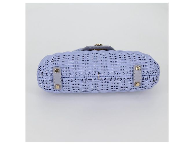 Borsa a mano Gancini in rattan viola e oro Auth 141146SAV di Salvatore Ferragamo - vista 5
