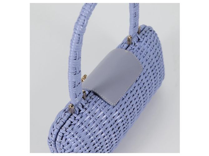 Borsa a mano Gancini in rattan viola e oro Auth 141146SAV di Salvatore Ferragamo - vista 6