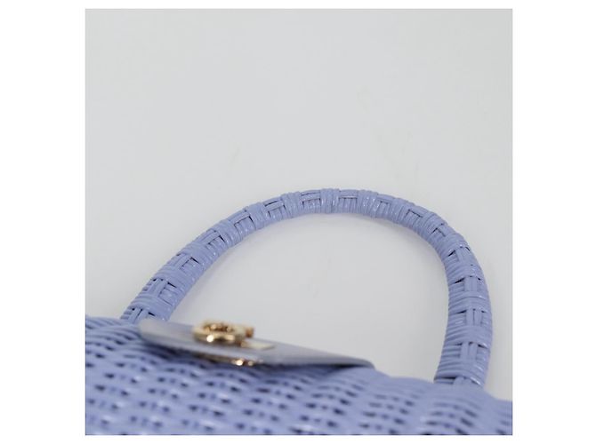Borsa a mano Gancini in rattan viola e oro Auth 141146SAV di Salvatore Ferragamo - vista 8