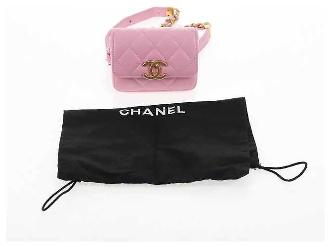 CHANEL Borsa a Spalla Matelassé in Pelle di Agnello Rosa Oro CC Auth 140756SAM D'oro - vista 12