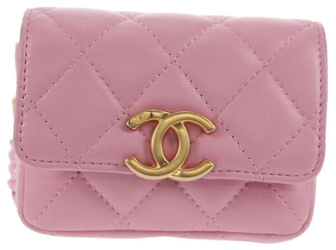 CHANEL Borsa a Spalla Matelassé in Pelle di Agnello Rosa Oro CC Auth 140756SAM D'oro - vista 13