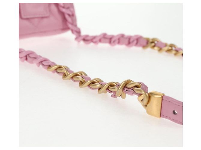 CHANEL Borsa a Spalla Matelassé in Pelle di Agnello Rosa Oro CC Auth 140756SAM D'oro - vista 15