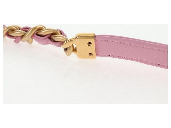 CHANEL Borsa a Spalla Matelassé in Pelle di Agnello Rosa Oro CC Auth 140756SAM D'oro - vista 17