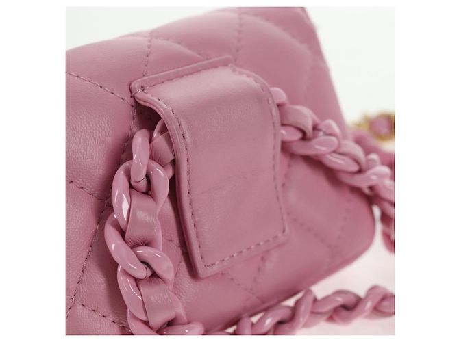CHANEL Borsa a Spalla Matelassé in Pelle di Agnello Rosa Oro CC Auth 140756SAM D'oro - vista 18
