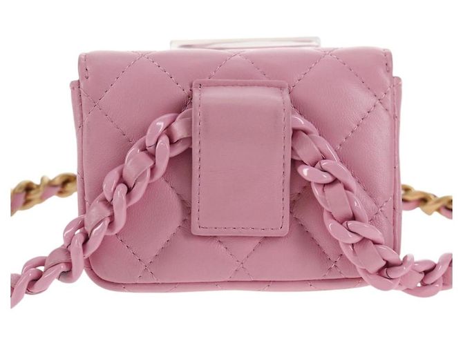 CHANEL Borsa a Spalla Matelassé in Pelle di Agnello Rosa Oro CC Auth 140756SAM D'oro - vista 2