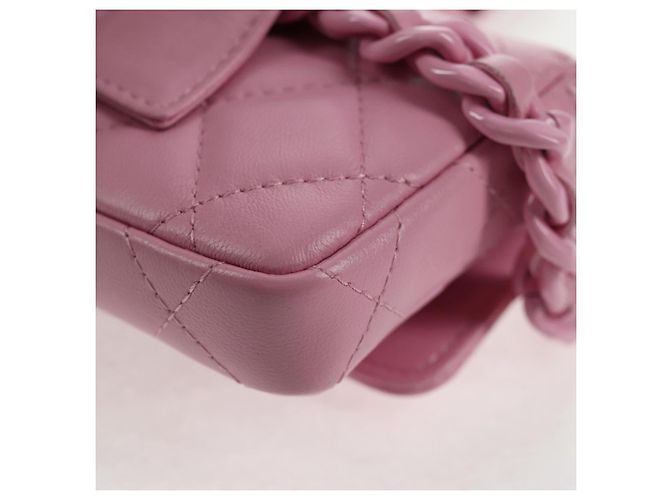 CHANEL Borsa a Spalla Matelassé in Pelle di Agnello Rosa Oro CC Auth 140756SAM D'oro - vista 22