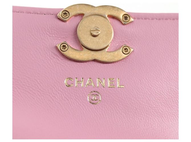 CHANEL Borsa a Spalla Matelassé in Pelle di Agnello Rosa Oro CC Auth 140756SAM D'oro - vista 8