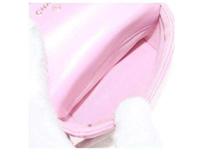 CHANEL Borsa a Spalla Matelassé in Pelle di Agnello Rosa Oro CC Auth 140756SAM D'oro - vista 9