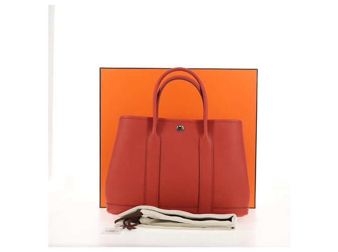 Hermès HERMES Borsa a Mano Garden Party TPM Pelle Arancione Argento Auth 139049SM - vista 12