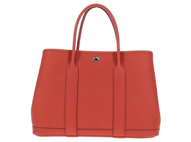Hermès HERMES Borsa a Mano Garden Party TPM Pelle Arancione Argento Auth 139049SM - vista 13