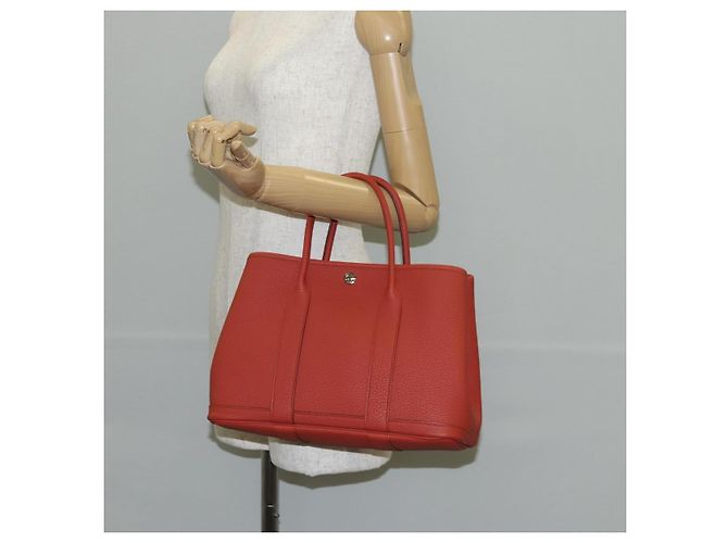 Hermès HERMES Borsa a Mano Garden Party TPM Pelle Arancione Argento Auth 139049SM - vista 25