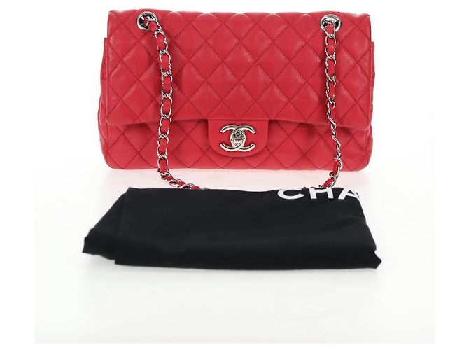 Borsa a spalla a catena CHANEL in pelle caviar rossa con CC argento Auth 139978SM Rosso - vista 12