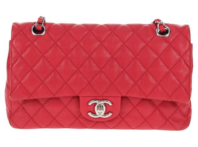 Borsa a spalla a catena CHANEL in pelle caviar rossa con CC argento Auth 139978SM Rosso - vista 13