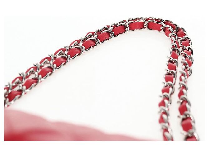 Borsa a spalla a catena CHANEL in pelle caviar rossa con CC argento Auth 139978SM Rosso - vista 14
