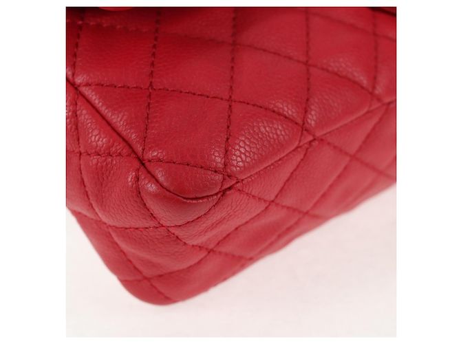 Borsa a spalla a catena CHANEL in pelle caviar rossa con CC argento Auth 139978SM Rosso - vista 15