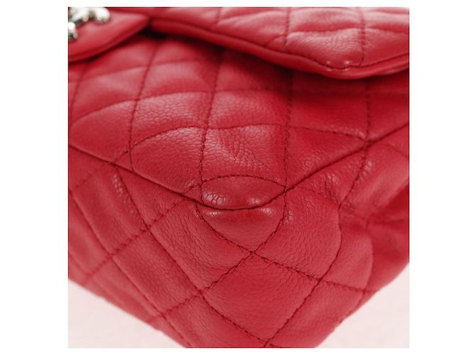 Borsa a spalla a catena CHANEL in pelle caviar rossa con CC argento Auth 139978SM Rosso - vista 16