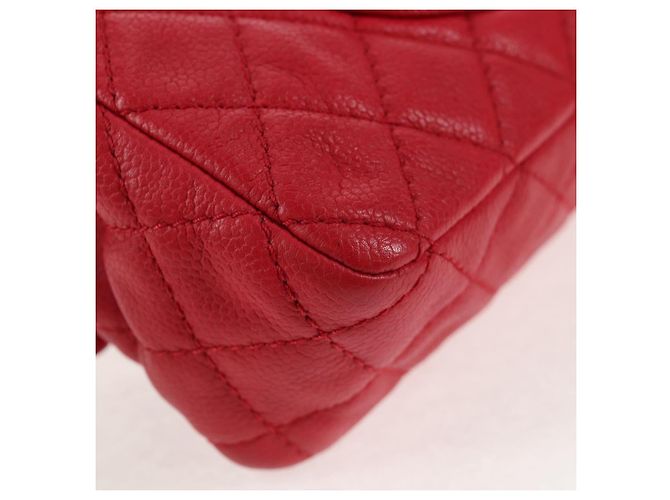 Borsa a spalla a catena CHANEL in pelle caviar rossa con CC argento Auth 139978SM Rosso - vista 17