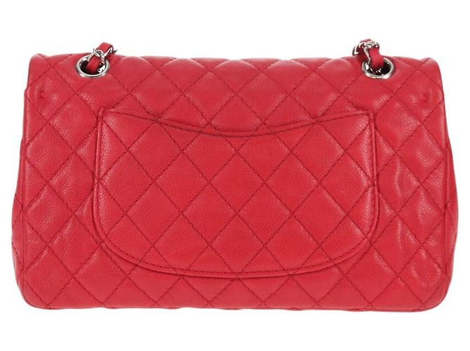 Borsa a spalla a catena CHANEL in pelle caviar rossa con CC argento Auth 139978SM Rosso - vista 2