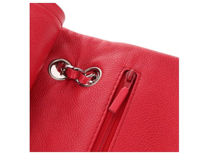 Borsa a spalla a catena CHANEL in pelle caviar rossa con CC argento Auth 139978SM Rosso - vista 21