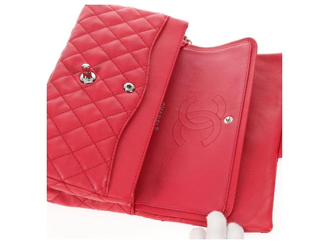 Borsa a spalla a catena CHANEL in pelle caviar rossa con CC argento Auth 139978SM Rosso - vista 23