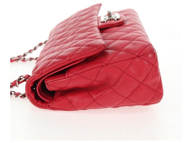 Borsa a spalla a catena CHANEL in pelle caviar rossa con CC argento Auth 139978SM Rosso - vista 3