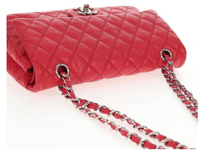 Borsa a spalla a catena CHANEL in pelle caviar rossa con CC argento Auth 139978SM Rosso - vista 6