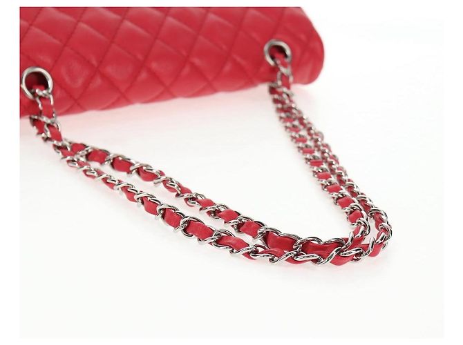 Borsa a spalla a catena CHANEL in pelle caviar rossa con CC argento Auth 139978SM Rosso - vista 7