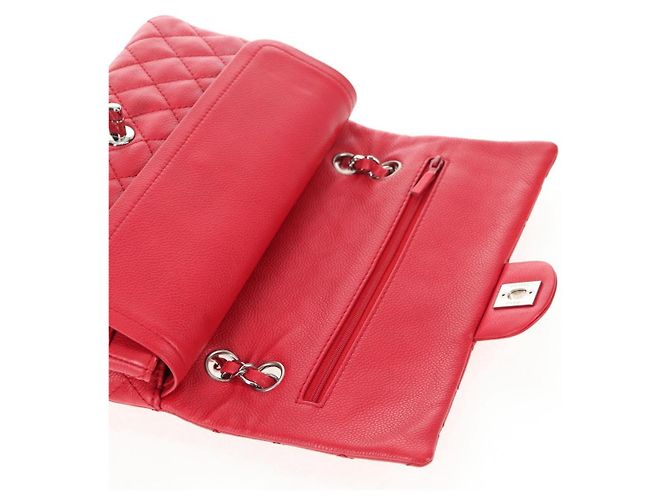 Borsa a spalla a catena CHANEL in pelle caviar rossa con CC argento Auth 139978SM Rosso - vista 8
