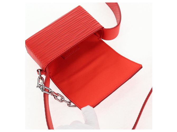 LOUIS VUITTON Micro Steamer Bolsa de Hombro de Cuero Roja M23837 LV Auth 137151SM - vista 21