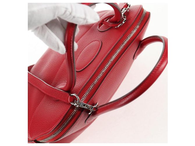 Hermès HERMES Bolide 31 Borsa a Mano Pelle Taurillon Rossa Argento Auth 142568SM Rosso - vista 14