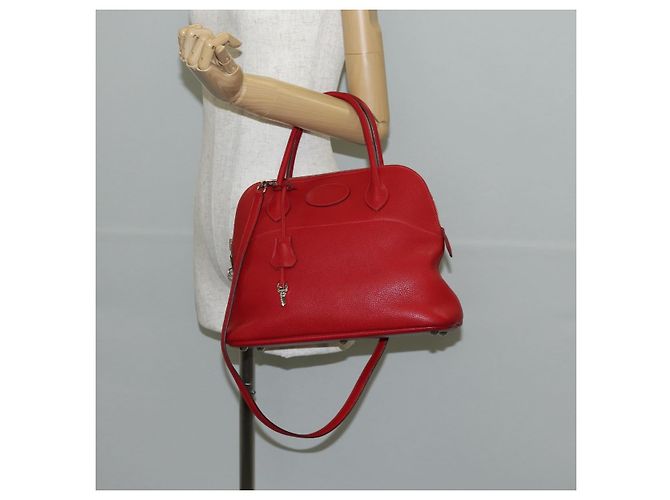 Hermès HERMES Bolide 31 Borsa a Mano Pelle Taurillon Rossa Argento Auth 142568SM Rosso - vista 28