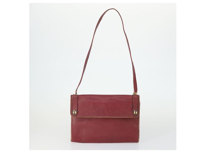 Borsa a mano Christian Dior in pelle 2 pezzi Bordeaux Beige Auth fm5166 - vista 2